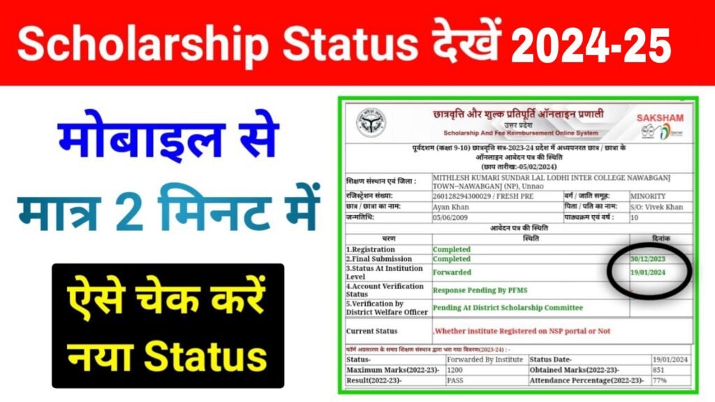 UP Scholarship Status 2024-25 Check