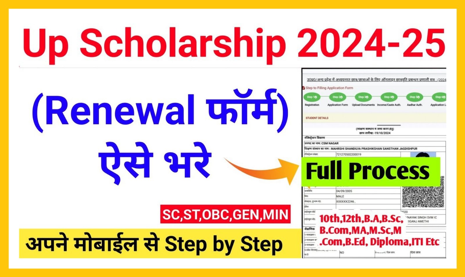 Up Scholarship 2024 25 Fresh Renewal Online:यूपी स्कॉलरशिप 2024 25 आवेदन के लिए शुरू यहाँ से करे अप्लाई (imgae By Youtub)